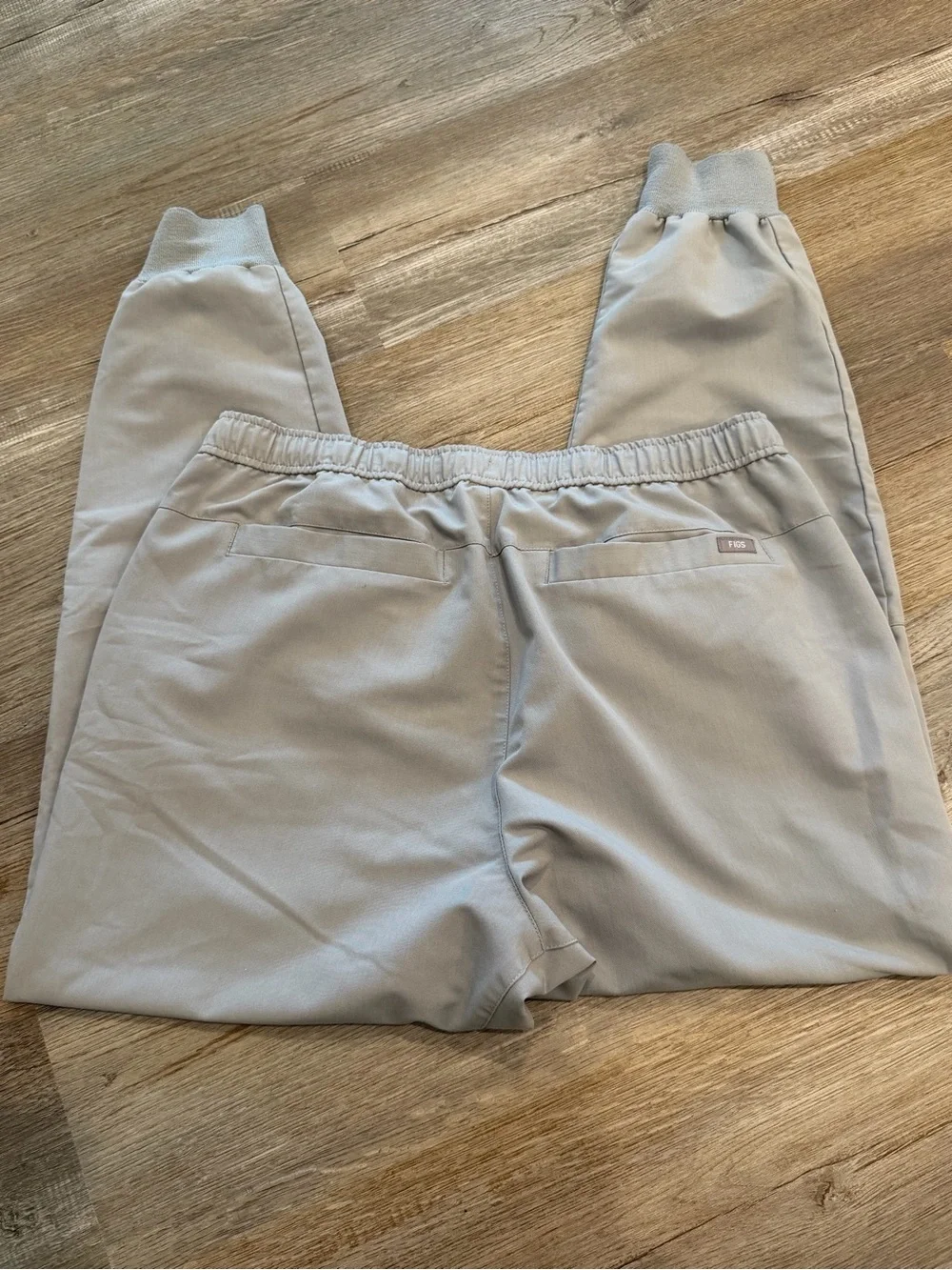 Figs Men's Light Gray Joggers with Elastic Waist & Cuffed Ankles